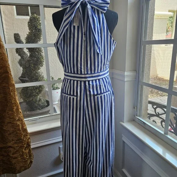 J.Crew nautical halter back striped jumpsuit size 6 - Picture 4 of 7